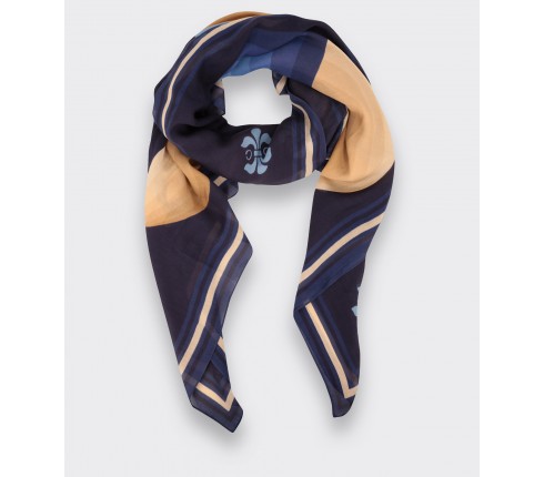 Foulard Cité Bergère Marine Beige - Cinabre Paris