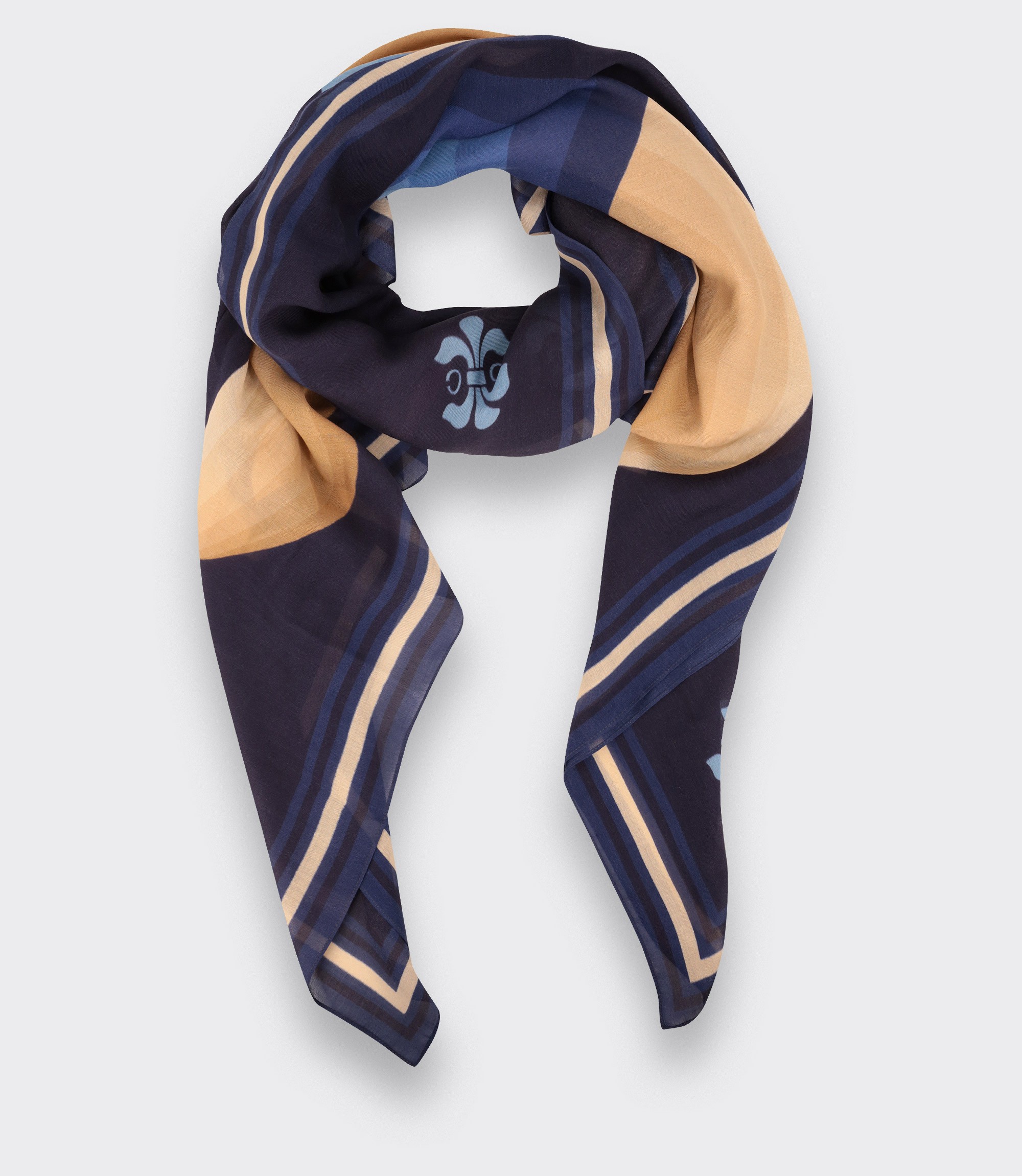 Foulard Cité Bergère Marine Beige - Cinabre Paris