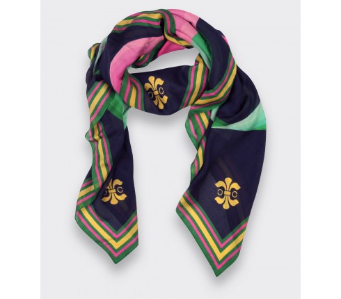 Foulard Cité Bergère Marine Rose - Cinabre Paris