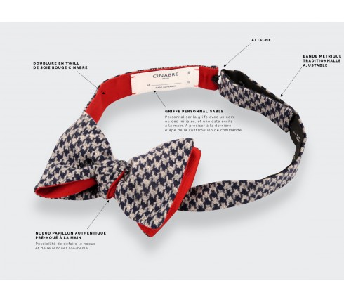 Made in France Grey Houndstooth Bow tie - Cinabre Paris