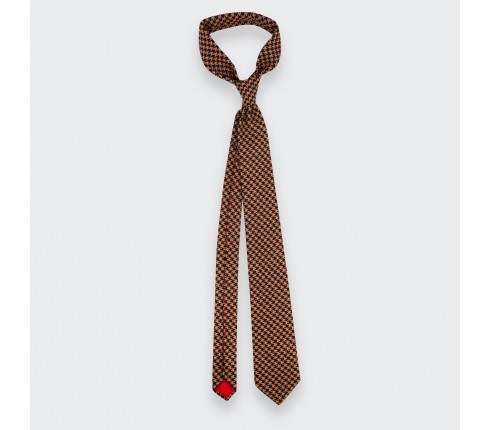 Made in France Beige Houndstooth Tie - Cinabre Paris