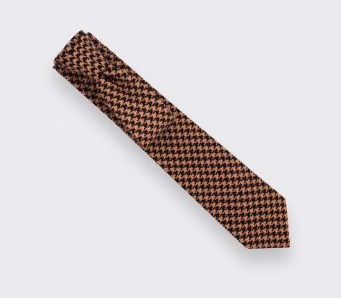 Made in France Beige Houndstooth Tie - Cinabre Paris