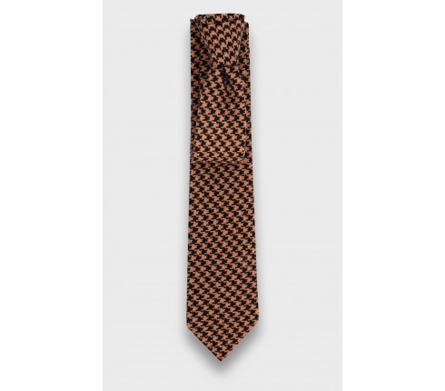 Made in France Beige Houndstooth Tie - Cinabre Paris