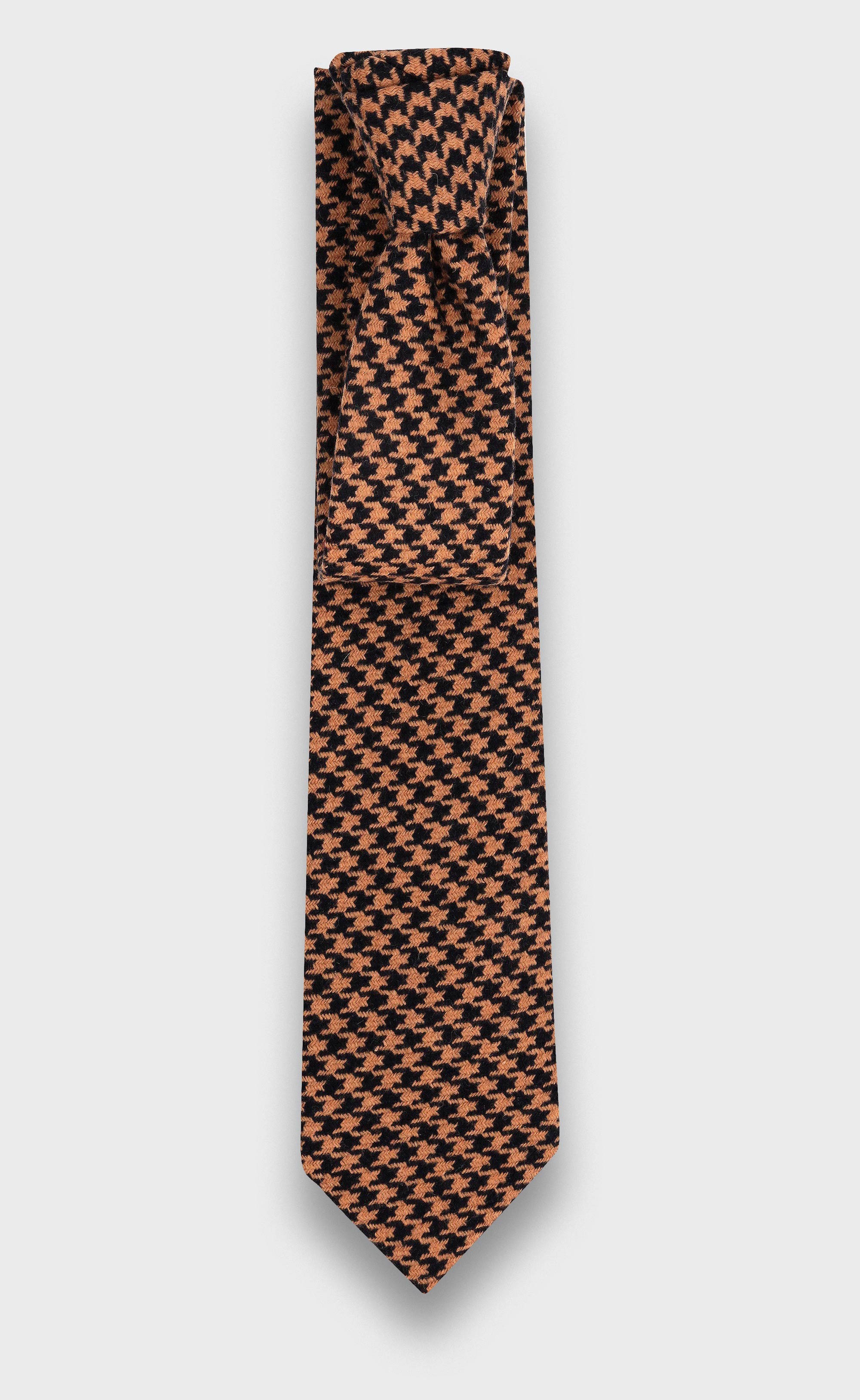 Made in France Beige Houndstooth Tie - Cinabre Paris