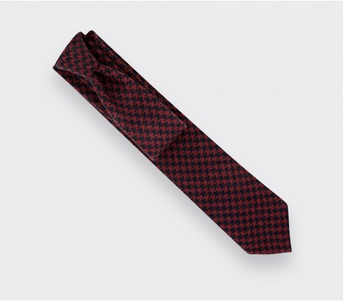 Made in France Burgundy Houndstooth Tie - Cinabre Paris