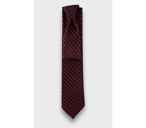 Made in France Burgundy Houndstooth Tie - Cinabre Paris