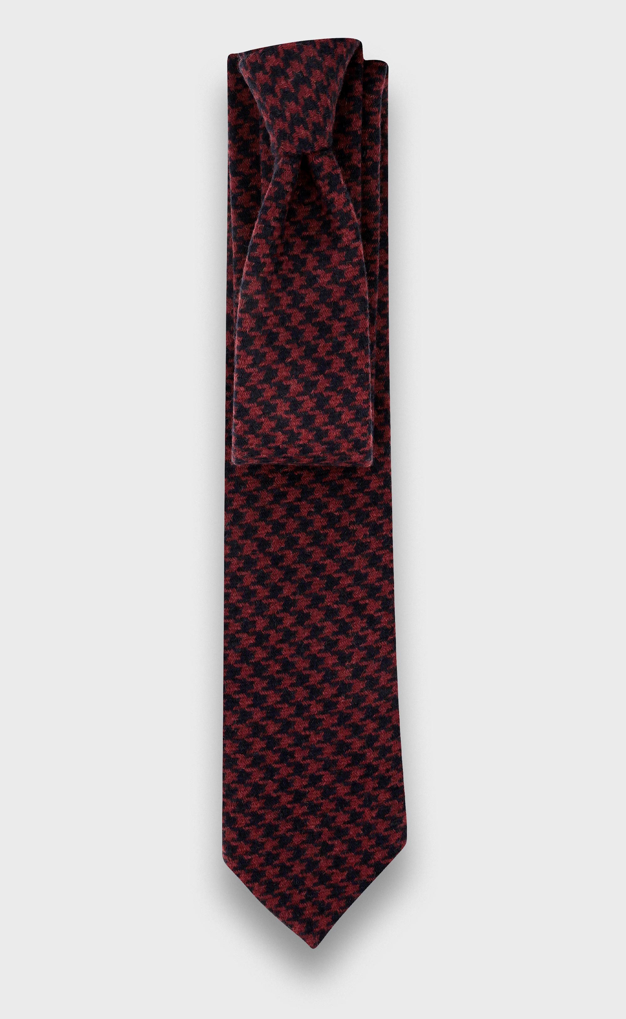 Made in France Burgundy Houndstooth Tie - Cinabre Paris