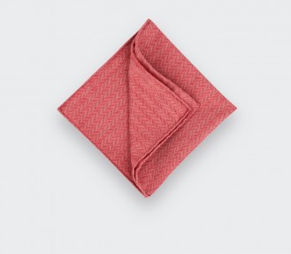 CINABRE Paris - Wool Pocket Square - Red Herringbone  - Hand Made