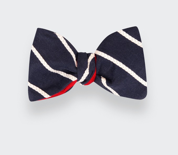 Blue Striped Bow Tie - Cinabre Paris - Made in France