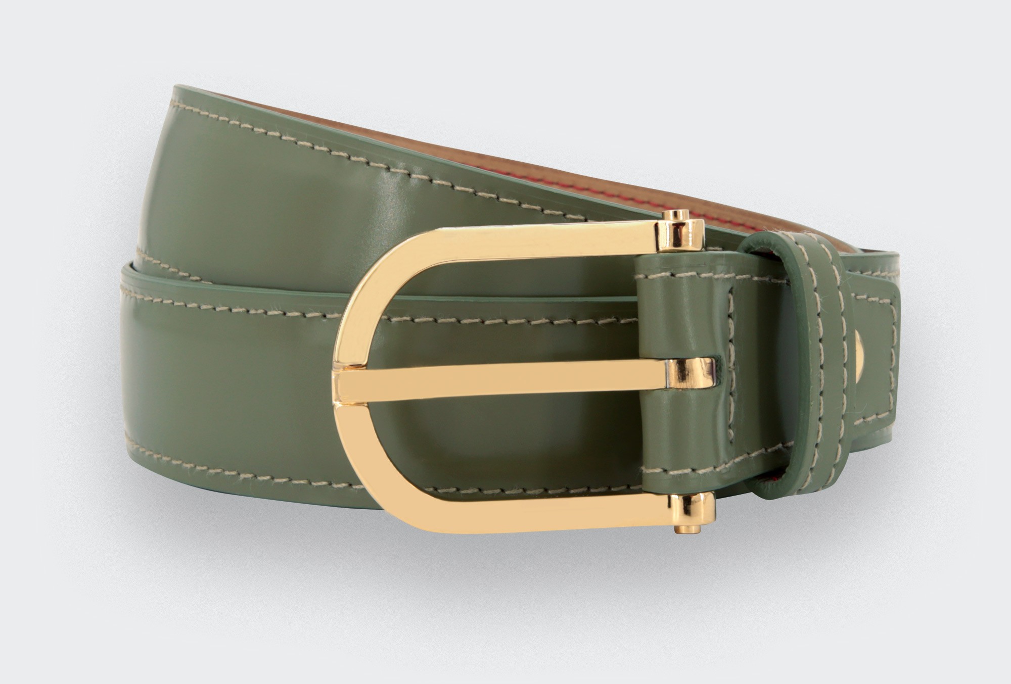 CINABRE Paris - Ceinture Cuir Vert Amande