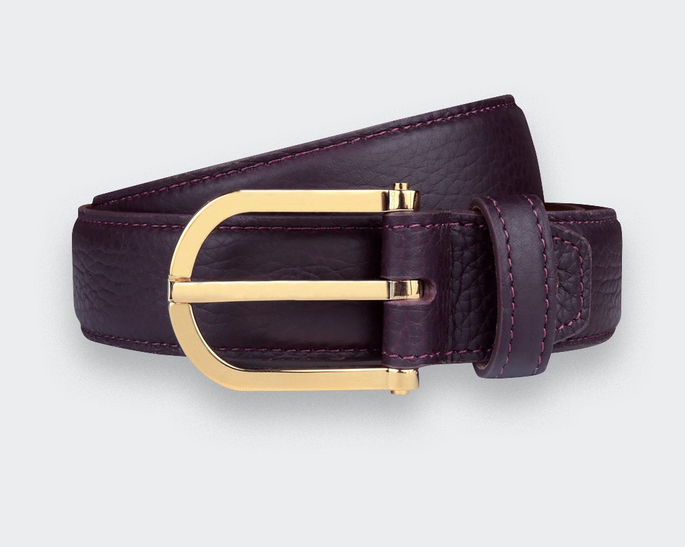 Ceinture Cuir Prune - Cuir de Taurillon - Cinabre Paris