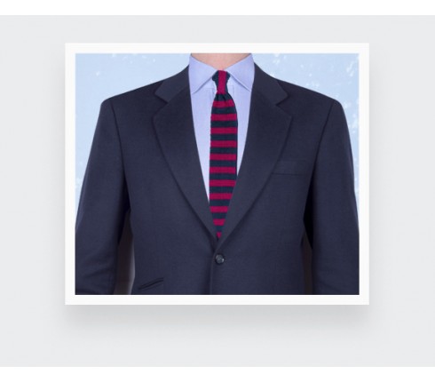 Fuchsia Navy Striped Knitted Tie - Silk - Cinabre Paris