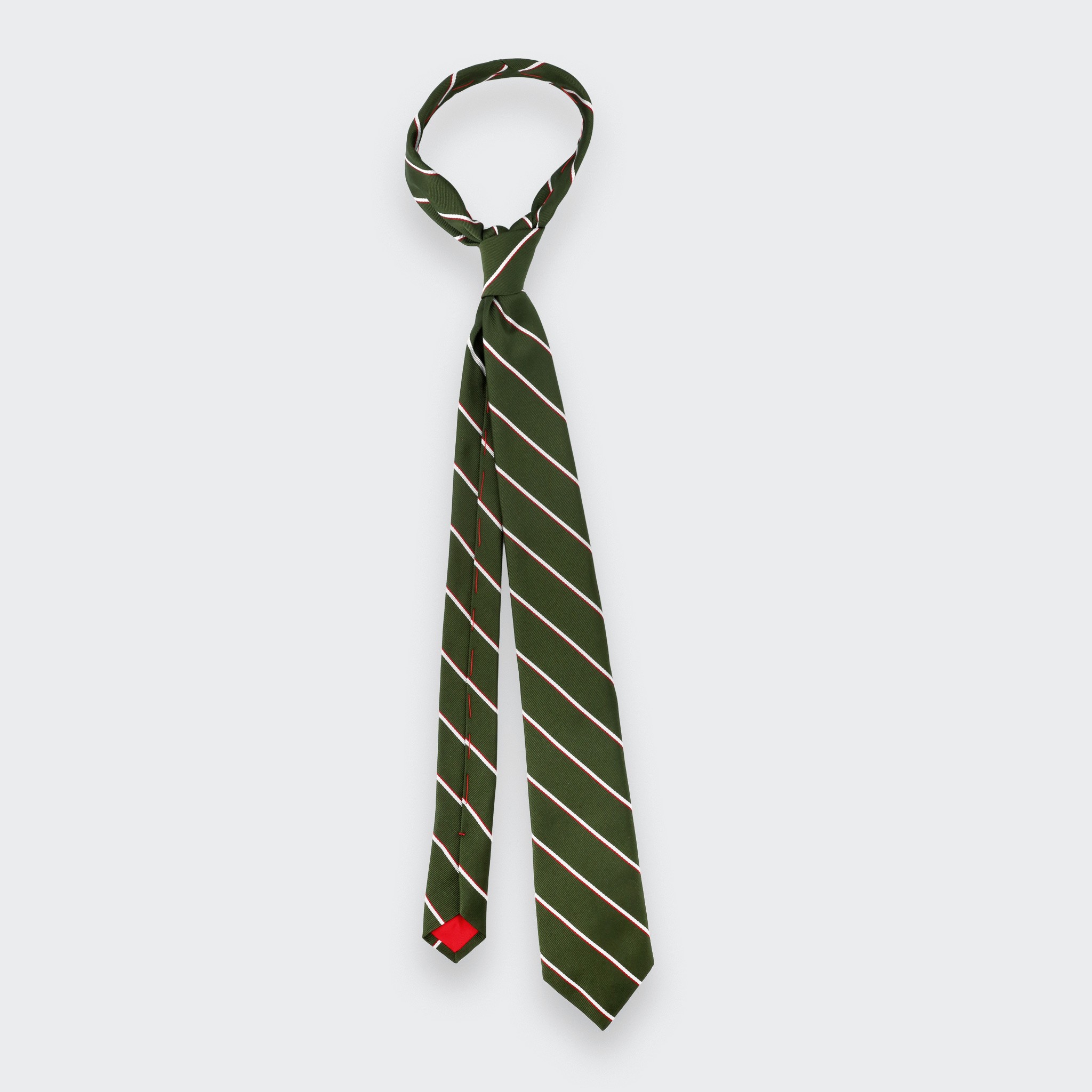 Green and White Club Tie - Cinabre Paris