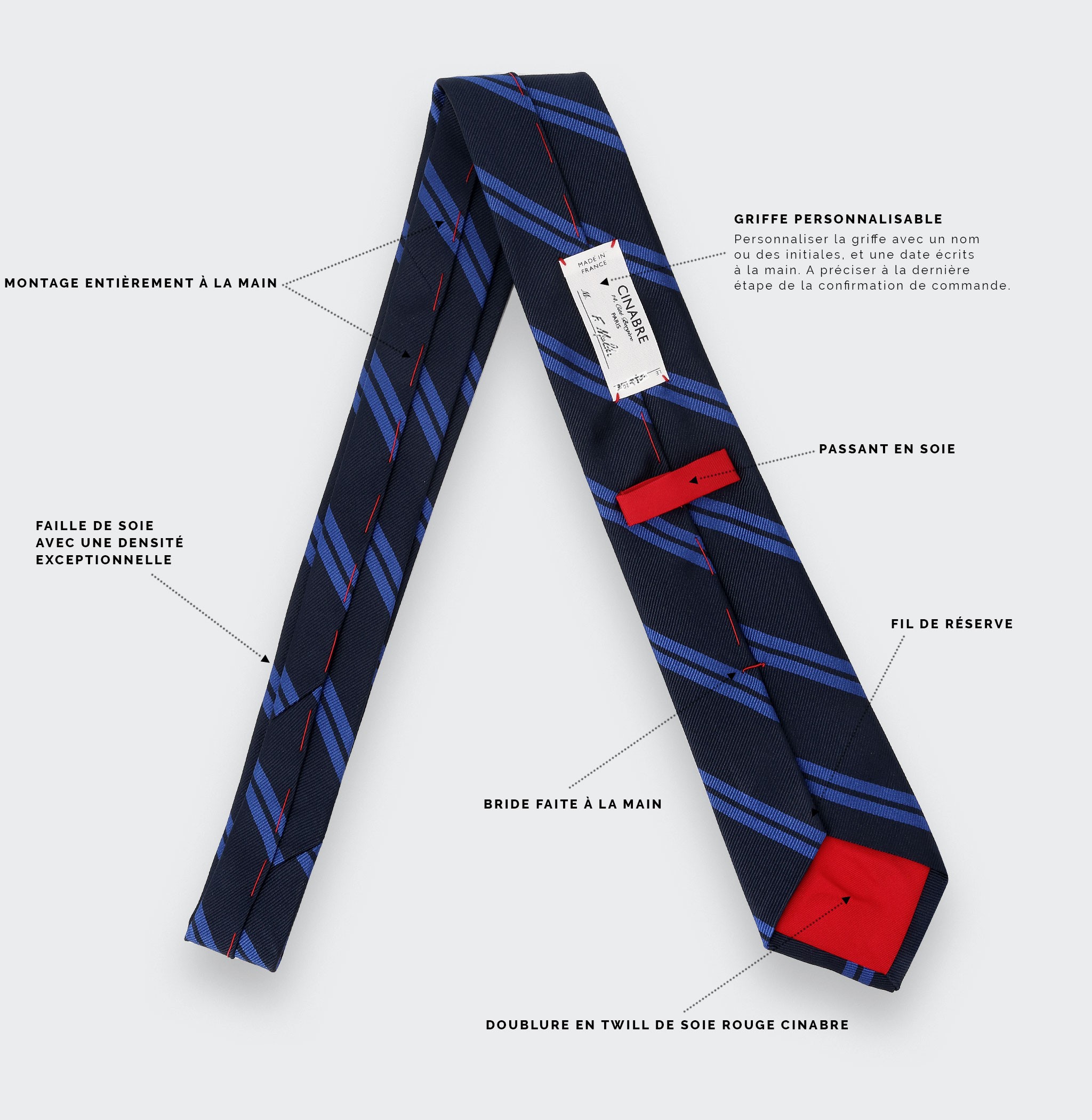 Navy blue and blue Club Tie - Cinabre Paris