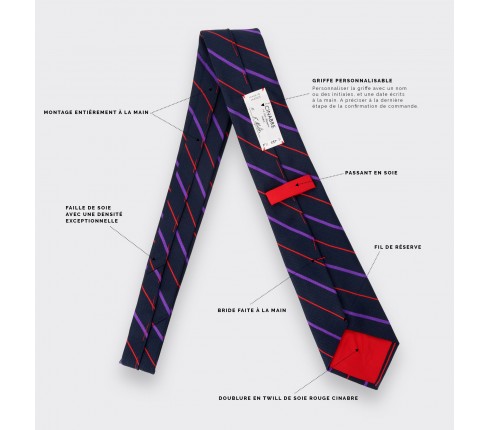 Navy blue and purple Club Tie - Cinabre Paris