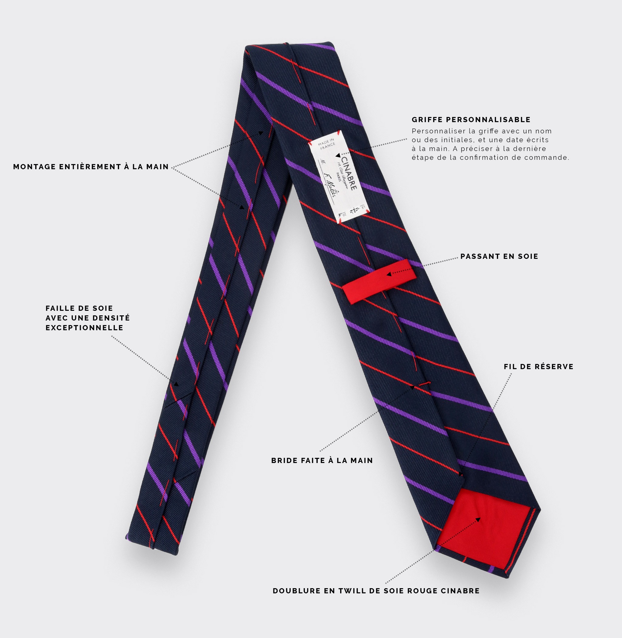 Navy blue and purple Club Tie - Cinabre Paris