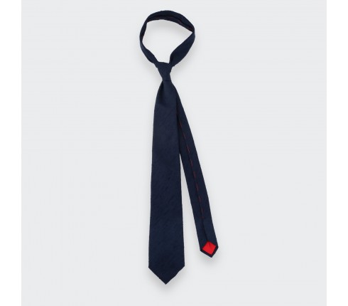 Navy Blue Shantung Tie - Silk - Cinabre Paris