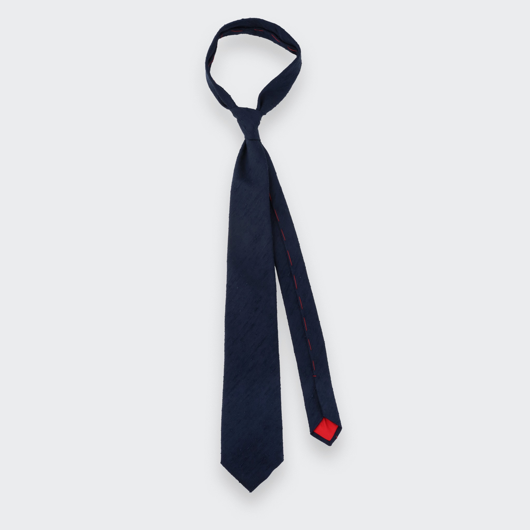 Navy Blue Shantung Tie - Silk - Cinabre Paris