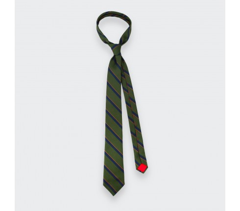 Green, Navy blue and Orange Club Tie - Cinabre Paris