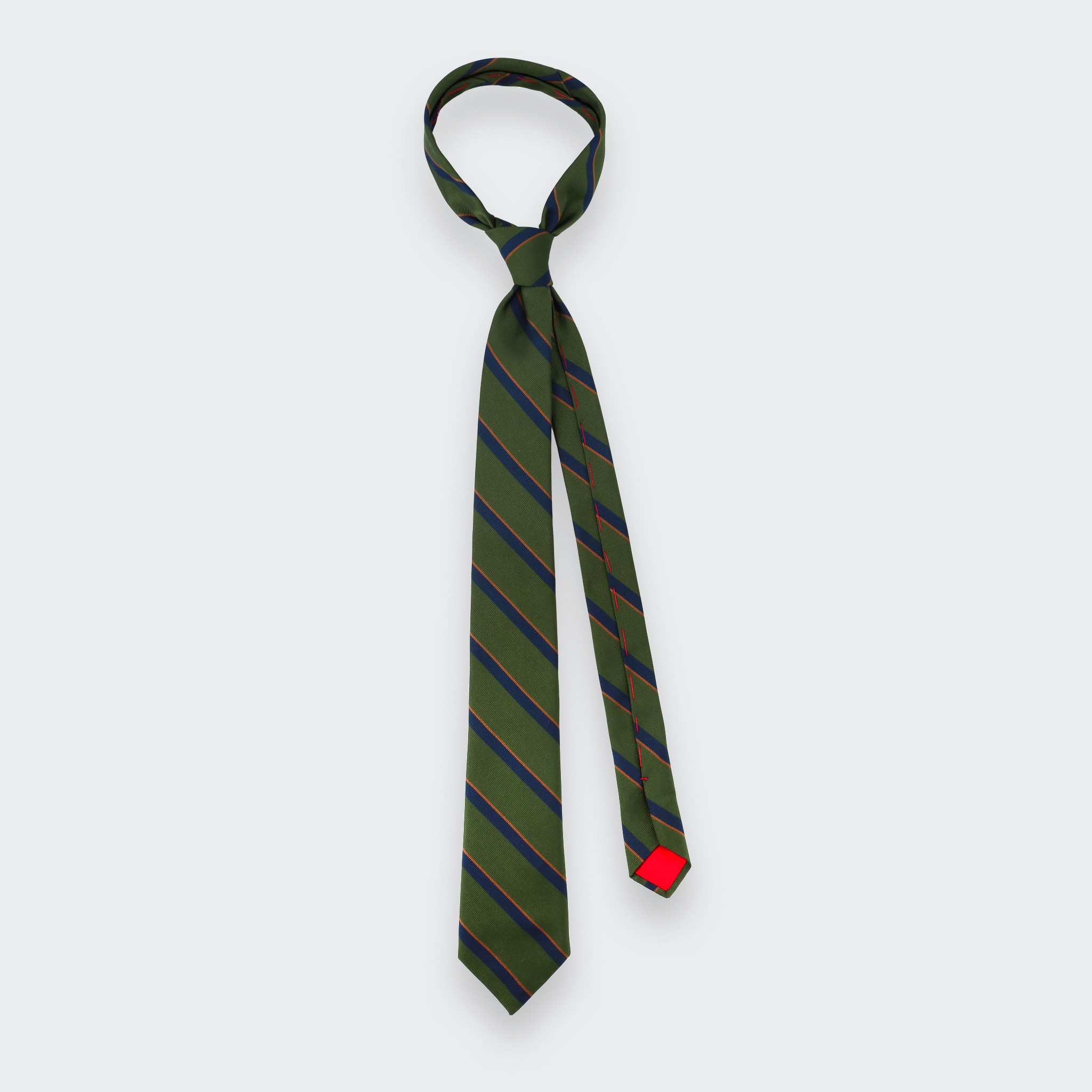 Green, Navy blue and Orange Club Tie - Cinabre Paris