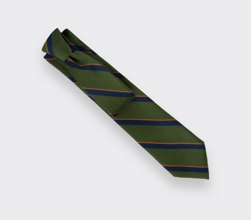 Green, Navy blue and Orange Club Tie - Cinabre Paris