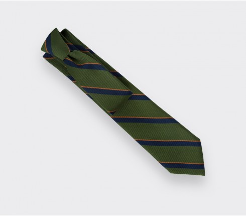 Green, Navy blue and Orange Club Tie - Cinabre Paris