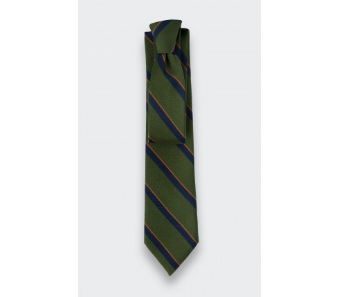 Green, Navy blue and Orange Club Tie - Cinabre Paris