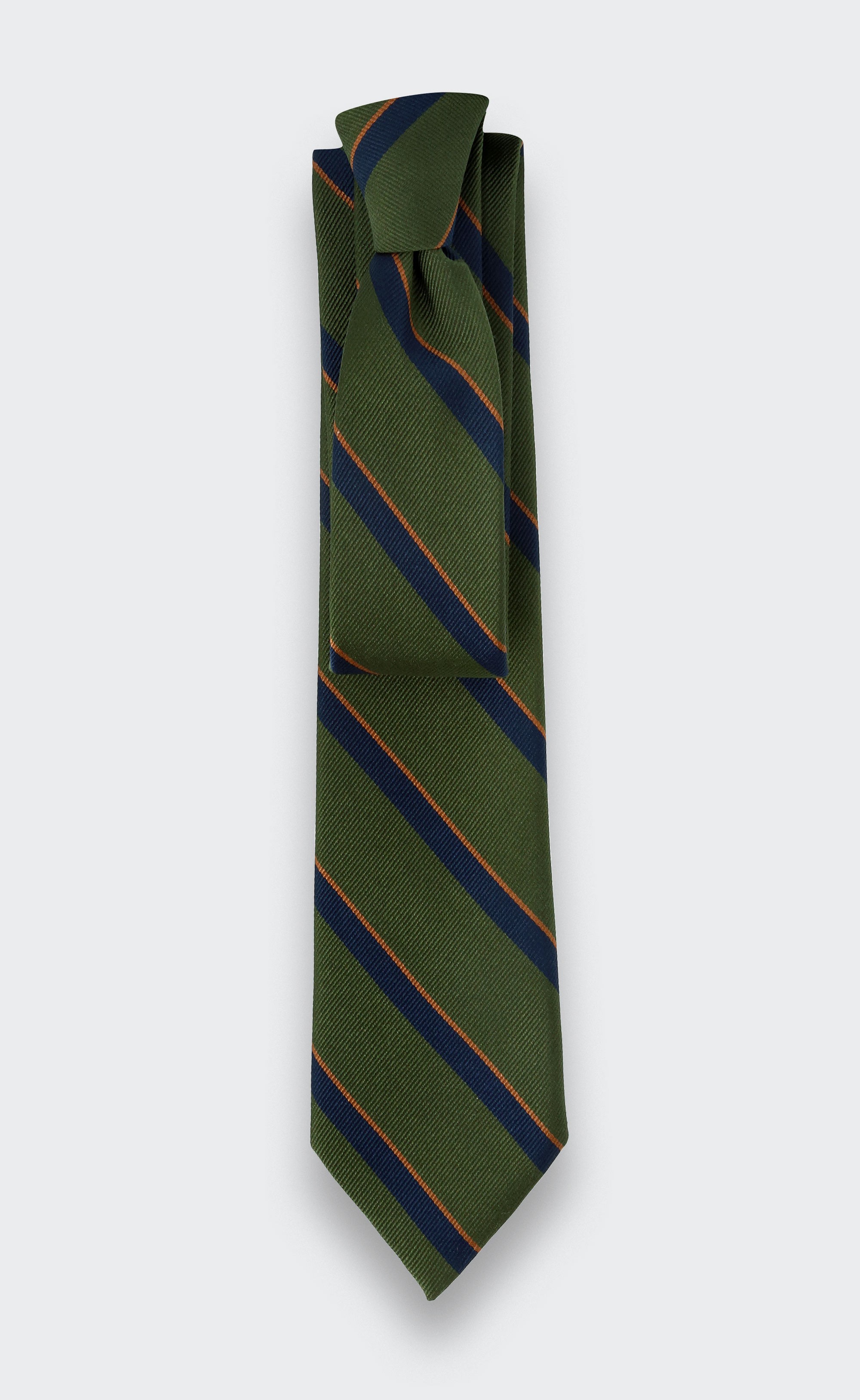 Green, Navy blue and Orange Club Tie - Cinabre Paris