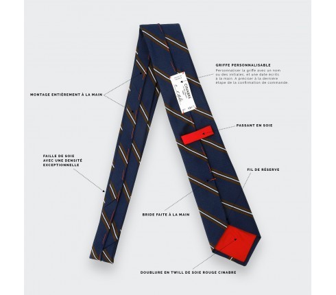 Navy blue and brown Club Tie - Cinabre Paris