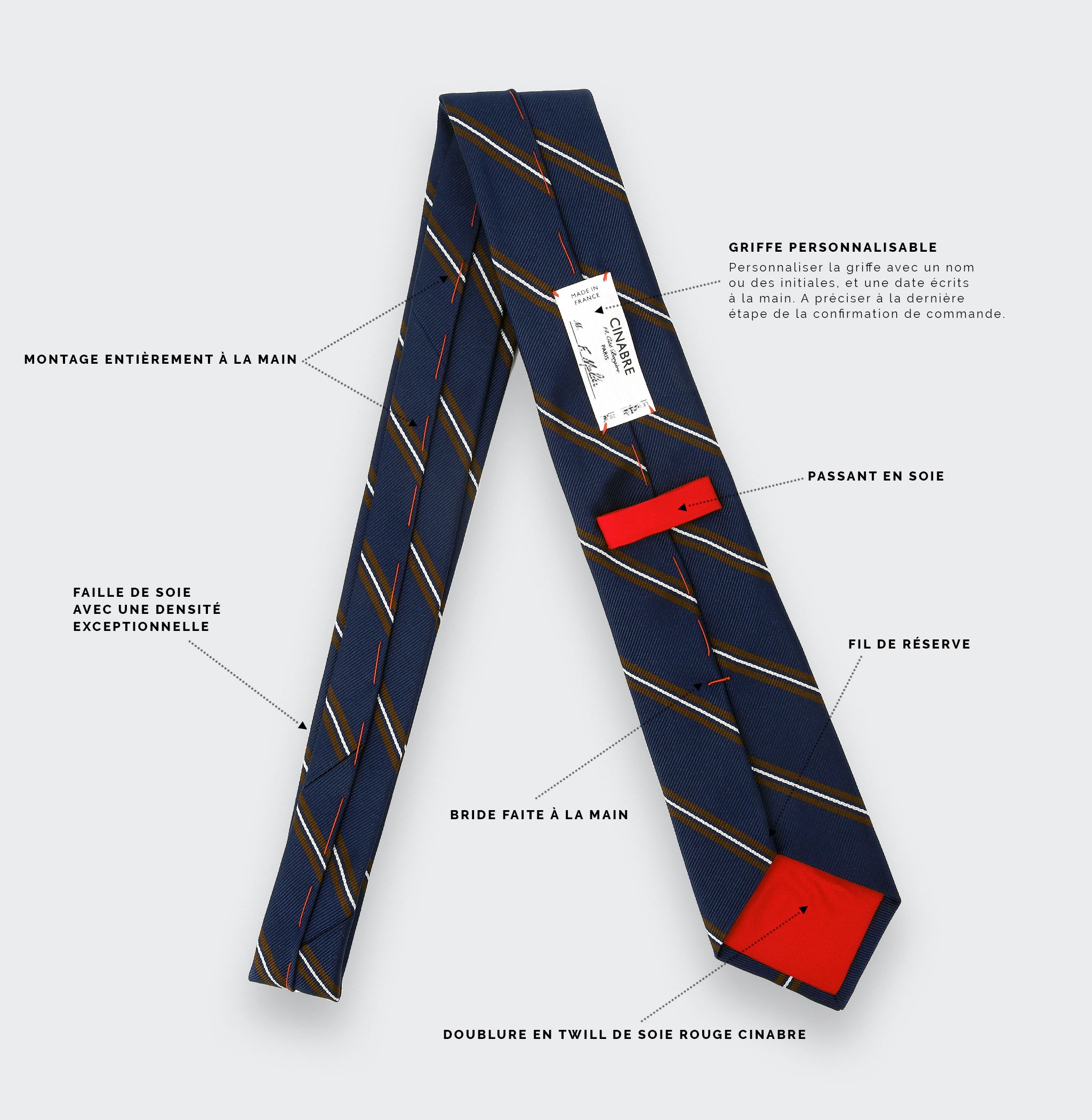 Navy blue and brown Club Tie - Cinabre Paris