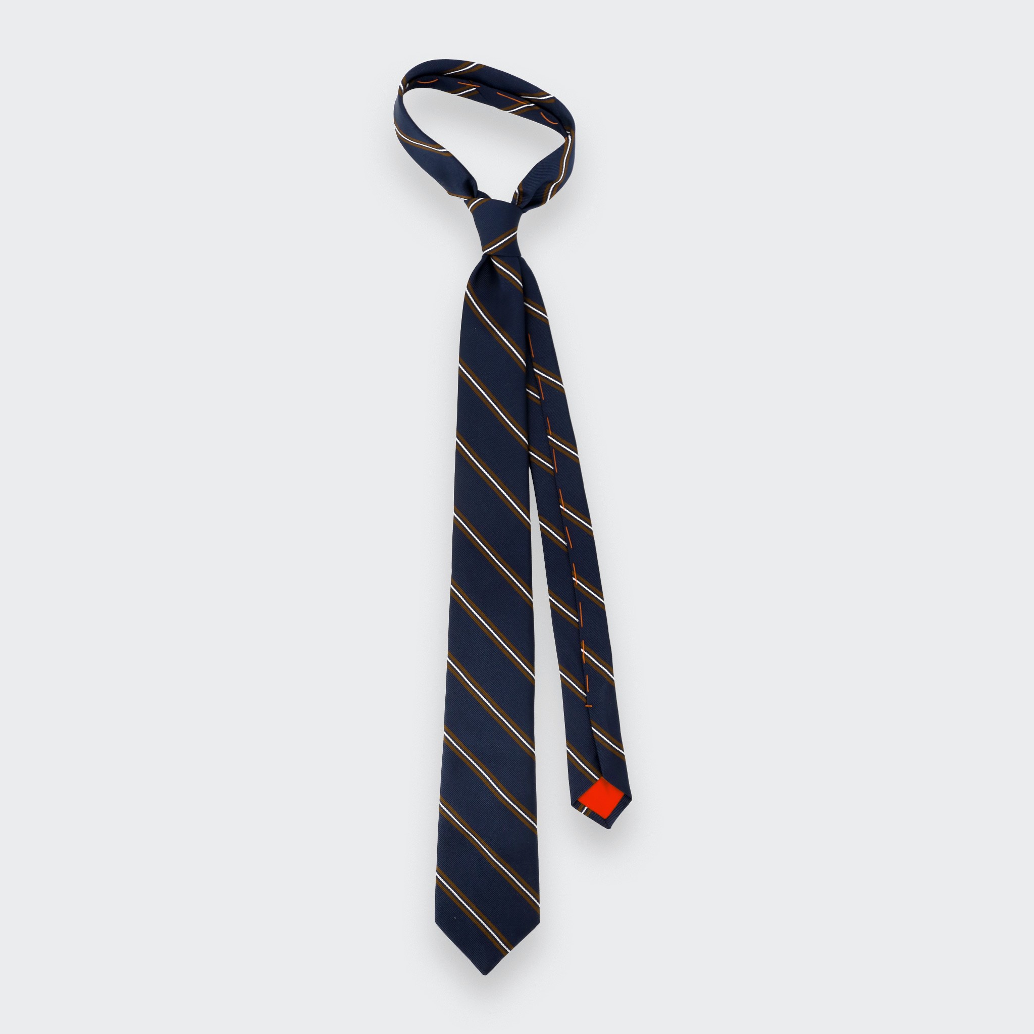 Navy blue and brown Club Tie - Cinabre Paris