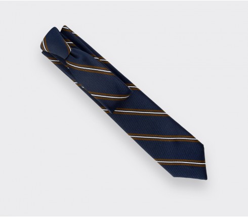 Navy blue and brown Club Tie - Cinabre Paris