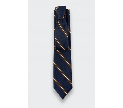 Navy blue and brown Club Tie - Cinabre Paris