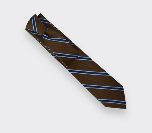 Brown and Navy blue Club Tie - Cinabre Paris