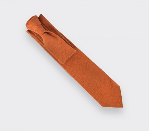 Cravate Shantung Orange - Soie - Cinabre Paris