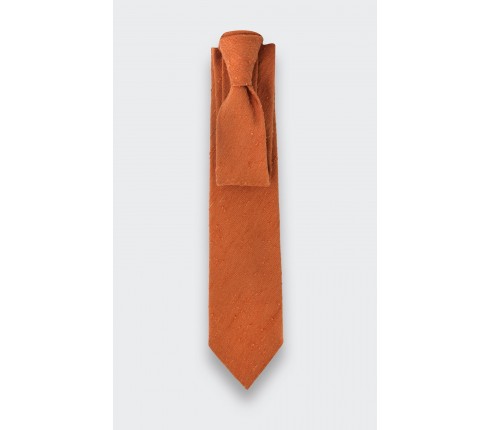 Cravate Shantung Orange - Soie - Cinabre Paris