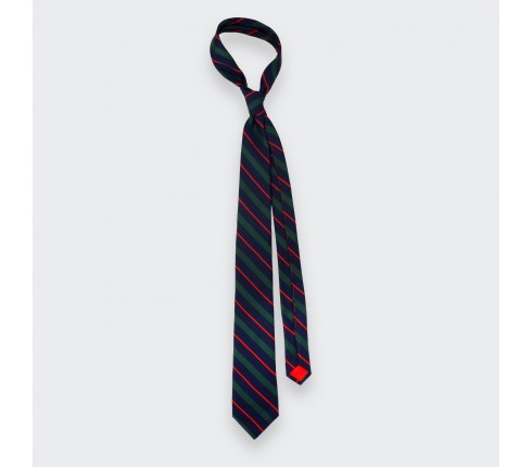 Navy blue, green and red Club Tie - Cinabre Paris