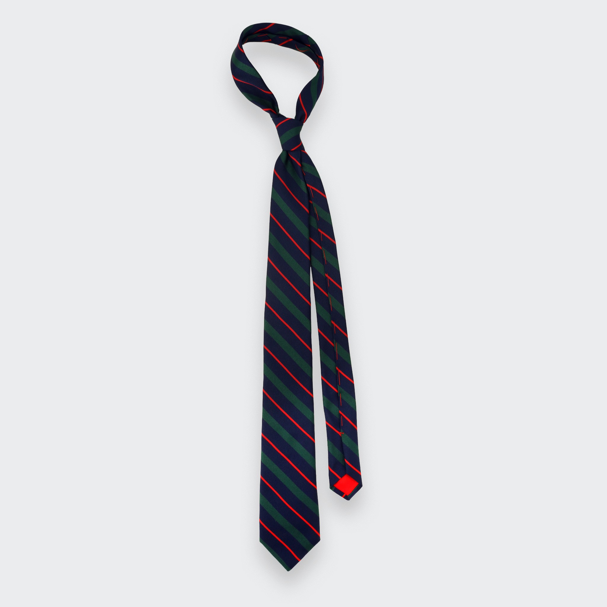 Navy blue, green and red Club Tie - Cinabre Paris