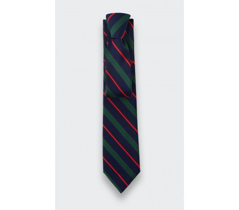 Navy blue, green and red Club Tie - Cinabre Paris