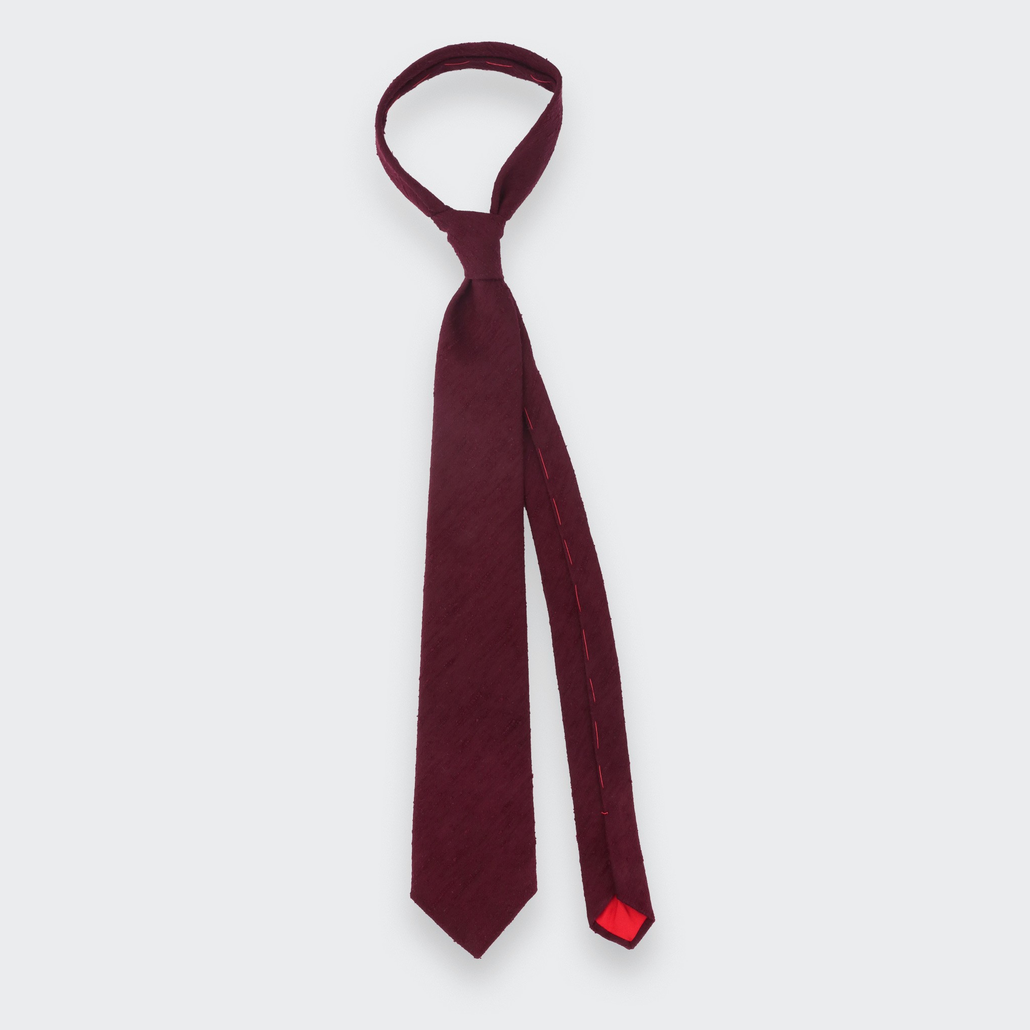 Cravate Shantung Bordeaux - Soie - Cinabre Paris