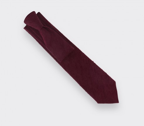 Burgundy Shantung Tie - Silk - Cinabre Paris