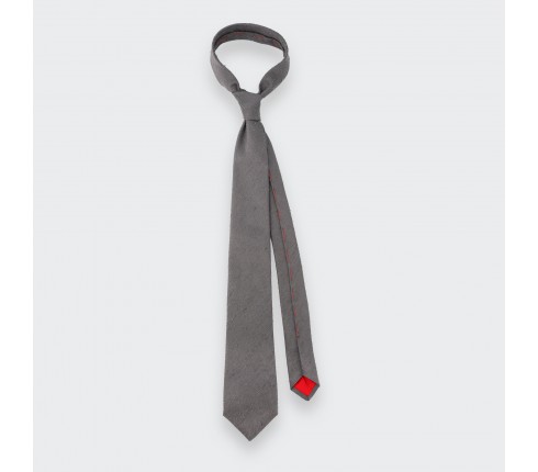 Grey Shantung Tie - Silk - Cinabre Paris