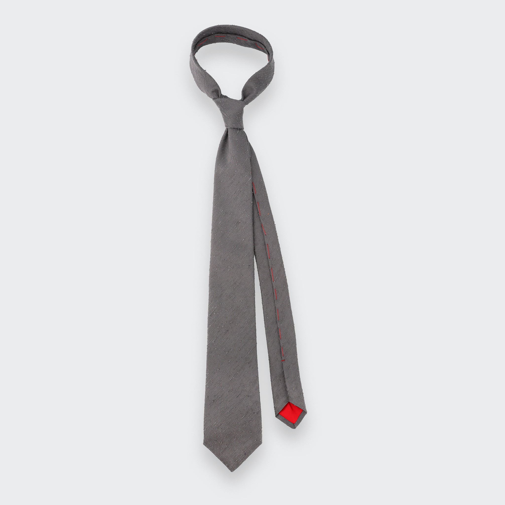 Grey Shantung Tie - Silk - Cinabre Paris