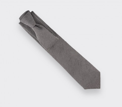 Grey Shantung Tie - Silk - Cinabre Paris