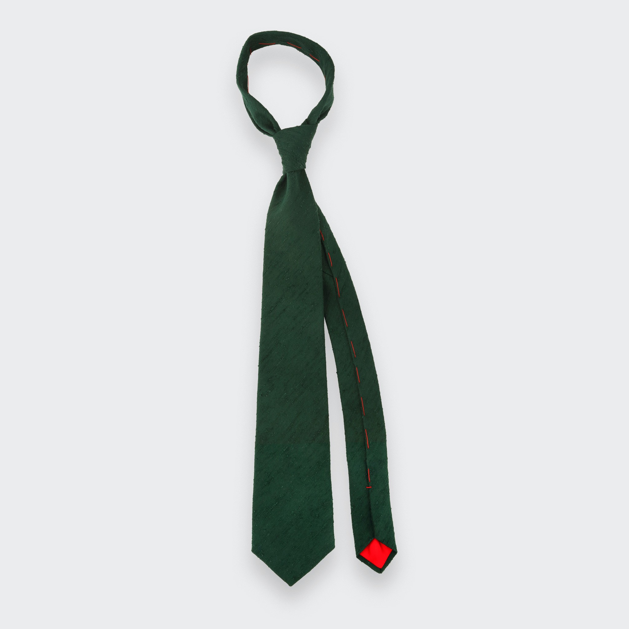 Fir Green Shantung Tie - Silk - Cinabre Paris