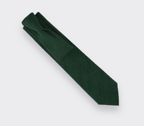 Fir Green Shantung Tie - Silk - Cinabre Paris