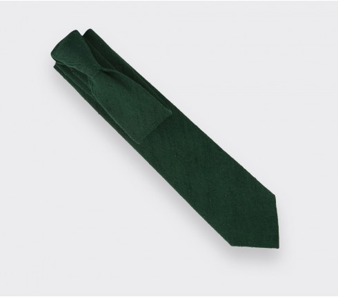 Fir Green Shantung Tie - Silk - Cinabre Paris