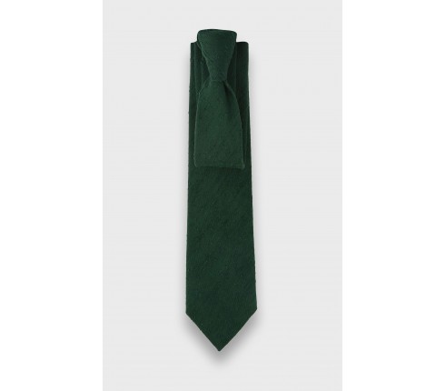 Fir Green Shantung Tie - Silk - Cinabre Paris