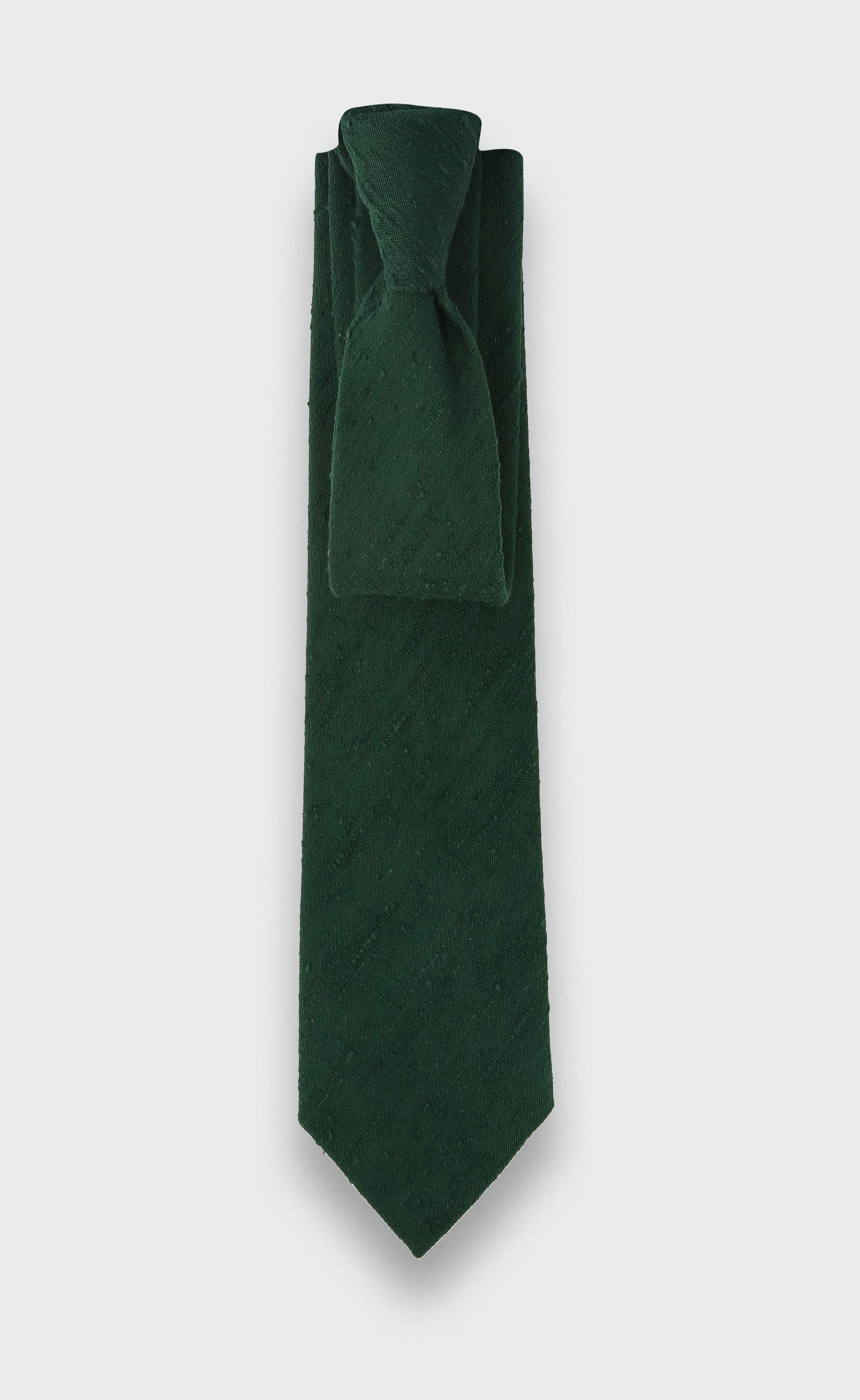 Fir Green Shantung Tie - Silk - Cinabre Paris