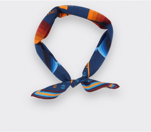 Cité Bergère Blue Orange Cotton Bandana - Cotton - Cinabre Paris